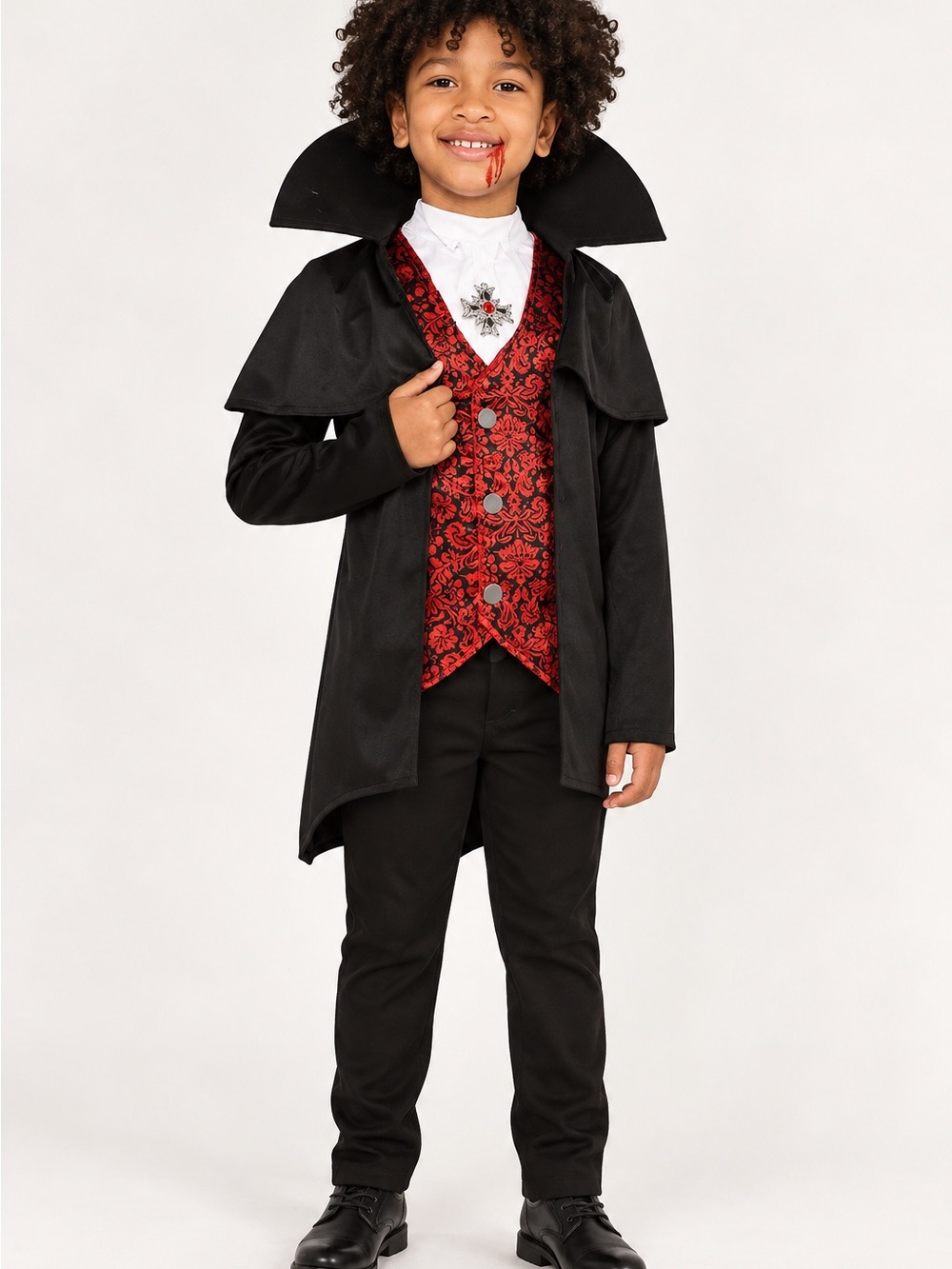 Kids Classic Vampire Halloween Costume Vest & Cape Set / Size small (4-6)